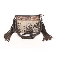 Petit sac à bandoulière en cuir de vachette occidental avec patchs gravés à la main