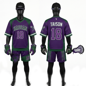 Uniforme de Lacrosse para Hombre, Malla de Poliéster Premium que Absorbe la Humedad, Diseño con Paneles Azules, Logotipo Personalizado por Sublimación con Prensa de Calor - Product Image 2