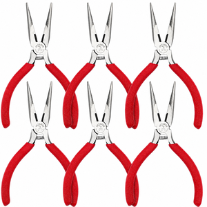Alicates de Punta Fina de 5 Pulgadas, Paquete de 6 Alicates de Punta Larga con Cortador Lateral para Cortar Alambre, Herramientas de Joyería - Product Image 1