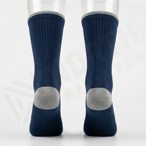 Crew Socks Solid Navy Blue Ribbed Knitted Cotton Polyester Spandex Breathable Casual Daily Wear Adult Spring - Product Image 2