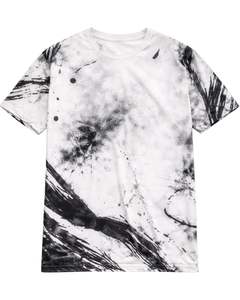 T-shirt tie-dye noir et blanc pour homme, col rond, manches courtes, coton, streetwear décontracté, lavage vintage, personnalisable, OEM, fournisseur en gros - Product Image 1