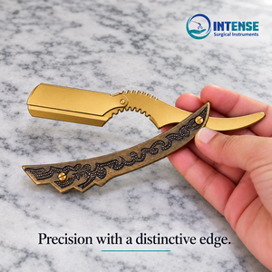 Custom Logo Professional Barber <b>Straight</b> Razor Vintage Gold Folding Shaving Razor OEM - Product Image 5