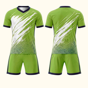 Conjunto de Camiseta de Fútbol Azul Claro para Hombre, Cuello en V, Manga Corta, Estampado Degradado Sublimado, Transpirable, para Todas las Temporadas - Product Image 4