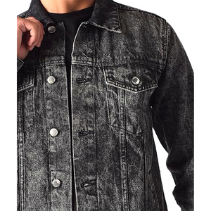 Men's Eco-friendly Stonewashed Denim Jacket Genuine Leather Shell <b>Covered</b> <b>Button</b> Closure Regular Fit Turn-down Collar Casual - Product Image 5