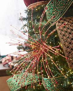 Rama Decorativa con Cuentas Rojas y Doradas para Árbol de Navidad, para Decoraciones Festivas - Product Image 1