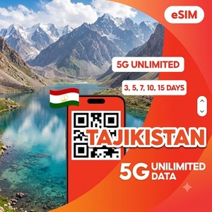 NionAir ทาจิกิสถาน ESIM ดาต้าไม่จำกัด 3-15 วัน อินเทอร์เน็ตสำหรับการเดินทาง 4G/5G พร้อมคิวอาร์โค้ดทันทีและการส่งอีเมลรวดเร็ว - Product Image 1