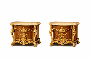 Juego de Muebles de Dormitorio de Madera de Lujo de Inspiración Italiana, Cama Tallada a Mano en Oro Antiguo con Mesitas de Noche y Armario, Juego de Cama King Size - Product Image 3