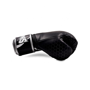Gants de boxe Sanda noirs et blancs à double fermeture auto-agrippante en cuir synthétique pour MMA, à doigts entiers, imperméables et antidérapants - Product Image 4