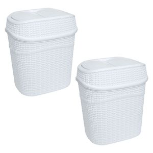 2-Pack 9.5L Plastic Sailor Knot <b>Swing</b> Top Waste <b>Bin</b> White - Product Image 1