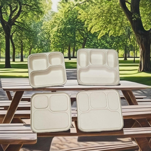 ถาดอาหารแบกาสส์แบบสามช่อง 750 มล. เป็นมิตรกับสิ่งแวดล้อม ย่อยสลายได้ พร้อมฝาปิด สำหรับเด็ก - Product Image 2