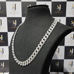 925 Sterling Silver VVS Moissanite <b>Iced</b> <b>Out</b> Cuban Link <b>Chain</b> Necklace Rhodium Plated Hip Hop Luxury Jewelry for Men & Women - Product Image 4