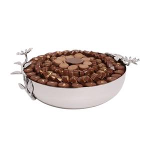 Tazón de Chocolate para Decoración de Mesa, Diseño Elegante, Tazón de Metal de Acero Inoxidable con Bandeja Grande de Madera para Bodas y Fiestas - Product Image 2