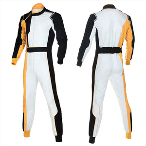 Combinaison de course moto homme ignifuge noire et orange, coupe-vent toutes saisons, à manches longues, en polyester color-block - Product Image 3