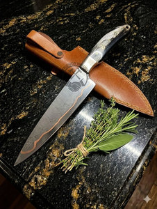 NEW FRIEND INDUSTRIES Couteau de chef japonais professionnel forgé à la main en cuivre Damas, lame de 8 pouces, outil de cuisine ambidextre - Product Image 3