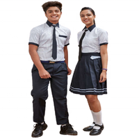 Conjunto de Uniforme Escolar para Niños y Niñas, Camisa a Rayas, Corbata, Falda, Pantalones, Poliéster/Algodón Oxford, Ropa Escolar Primaria