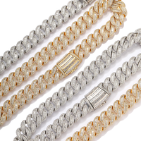 Collier chaîne en or plaqué 14 carats pour homme, chaîne à maillons en moissanite, style hip-hop, à porter au quotidien