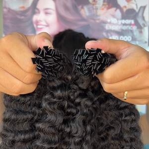 Venta caliente de pelo rizado birmano de punta plana Super doble dibujado de buena calidad al por mayor extensiones de cabello crudo birmano - Product Image 1