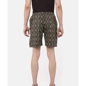 Shorts pour hommes à imprimé géométrique, taille mi-haute, élastiques, respirants, décontractés, en polyester tissé - Product Image 1