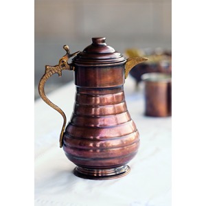 Vintage Copper Water <b>Jug</b> With Ornate Handle And Lid Durable Metal Pitcher For <b>Drinks</b> Presents - Product Image 4