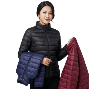 Men's Slim Fit Puffer <b>Jacket</b> Stand Collar Zipper Closure Windproof Solid Color Winter Casual Outerwear Regular Length Polyester - Product Image 2