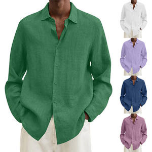 Chemise en lin pure à manches longues pour homme – Nouvelle collection été – Haut en lin oversize tendance - Product Image 3