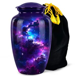 Galaxy Themed Cremation Urn Metal <b>Ashes</b> Vessel Decorative Memorial Urn for Adult Custom Color 200 220 Cubic Inch - Product Image 1