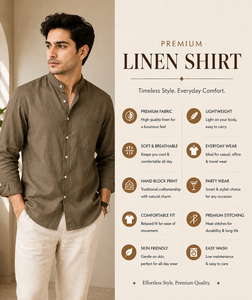 Chemise décontractée pour homme en lin, col montant, vert olive, manches longues, coupe ample, respirante, pour l'été et la plage, taille 3XL - Product Image 3