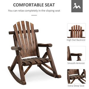 Sedia a dondolo Adirondack in legno con finitura carbonizzata per esterni rustici - Product Image 6