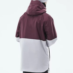 Veste Anorak Homme Coupe-Vent Bordeaux Gris Clair Noir à Capuche Color Block avec Demi-Zip Diagonal pour Ski et Snowboard Style Sportif - Product Image 6