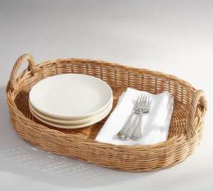 Bandeja de servir para mesa, bandeja ligera de mimbre, bandeja duradera de ratán, bandeja rústica para servir, bandeja estilo granja, bandeja vintage de mimbre - Product Image 2