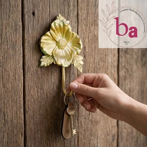 Export Quality Gold Flower Shape Cast Iron Waterproof Eco-Friendly Vintage Coat <b>Hat</b> Hooks Keychain Hanger Handicrafts Rail - Product Image 1