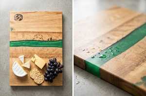 Planche à fromage en résine, planche à découper en bois et résine époxy pour cuisine, planche de service en bois de hêtre - Product Image 2