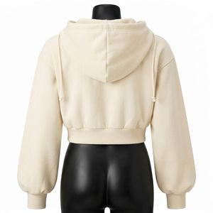 New Design Solid Color Cotton Women <b>Crop</b> <b>Top</b> <b>Hoodies</b> Wholesale Price Casual Breathable <b>Crop</b> <b>Top</b> <b>Hoodies</b> - Product Image 4