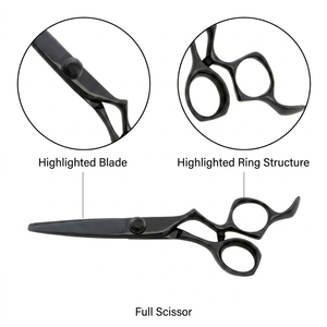 Ciseaux de coiffure professionnels haut de gamme, design ergonomique, noir mat, fabrication au Pakistan - Product Image 5