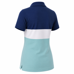 Top Deportivo de Punto para Mujer con Logotipo Personalizado, Cuello Acanalado, Cierre de Tres Botones, Manga Corta, Secado Rápido, Diseño Color Block, para Golf y Tenis - Product Image 6