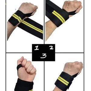 HFL Adjustable Elastic Wrist <b>Wraps</b> for Weightlifting Strength Training Joint Protection Customizable <b>Black</b> Yellow - Product Image 5