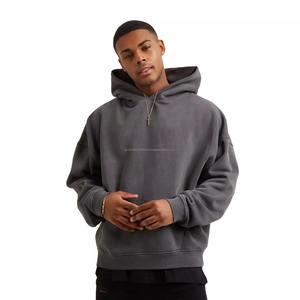 Sweat-shirt uni 100% coton de haute qualité, épais, en molleton français, à épaules tombantes, surdimensionné, thermique - Product Image 1