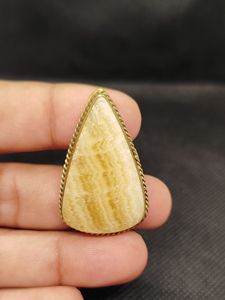 Nueva Llegada: Cabujón de Ágata Amarilla con Ranuras de Latón, Cristal Curativo Increíble, Gema Suelta para Joyería - Product Image 4