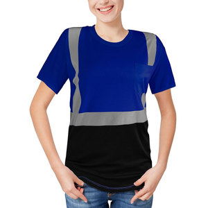 เสื้อยืดทำงานสะท้อนแสงสำหรับผู้ชาย แถบสะท้อนแสงสีเงินขนาด 2 นิ้ว สำหรับกรณีฉุกเฉิน เสื้อยืดใส่สบาย - Product Image 2