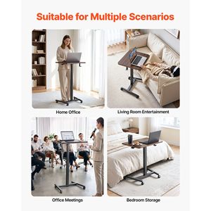 Bureau debout réglable en hauteur avec roulettes, poste de travail mobile assis-debout pour ordinateur, 25,6 x 19 pouces - Product Image 6