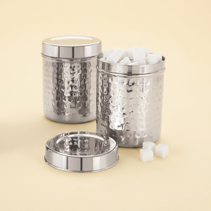 Juego de 3 Recipientes de Hierro con Estampado Floral Azul, Tarros de Almacenamiento de Cocina de Metal Estilo Vintage para Alimentos, Té, Café, Azúcar - Product Image 5