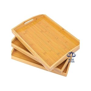 ถาดเสิร์ฟไม้ไผ่พรีเมียม วัสดุคุณภาพสูง พื้นผิวสะอาด เหมาะสำหรับเสิร์ฟเครื่องดื่มและจัดเก็บสิ่งของ ช่วยเพิ่มสไตล์ - Product Image 1
