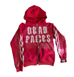 Ensemble Streetwear Premium Personnalisé Assorti – Sweat à Capuche Zippé Oversize en Coton Lourd Anti-Plis Orné de Strass et Motifs Graphiques - Product Image 2