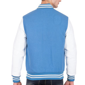 Veste universitaire bleu ciel pour homme, manches blanches, style bomber, veste décontractée de style baseball, veste d'hiver tendance pour le lycée et l'université - Product Image 6