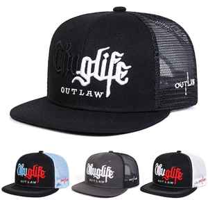 Casquette Trucker en Maille Thug Life Outlaw Noire Réglable Style Hip Hop Urbain Unisexe 100% Polyester pour Fêtes et Voyages - Product Image 5