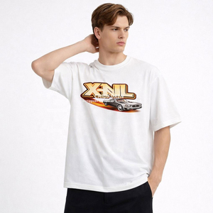 T-shirt à col rond pour homme, manches courtes, coupe classique, noir uni, style décontracté, 100% coton jersey tricoté, teinture unie - Product Image 3