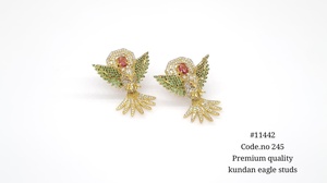 11442Kundan Eagle <b>earrings</b> Fine <b>Stud</b> <b>Earrings</b> Rose plated Cubic Zirconia stone ethnic <b>stud</b> Bird Ear Jewelry for Party Wedding - Product Image 4