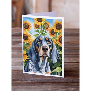Bluetick Coonhound en Sunflowers Whimsical A7 Tarjetas de felicitación en blanco Paquete de 8 con sobres 5x7 Tamaño de nota - Product Image 2