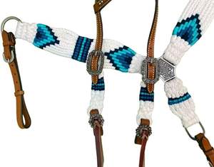 Cabezada y Riendas Portátiles y Duraderas de Estilo Western, Cuero DD de Alta Calidad, Diseño Personalizable, Decoración con Tapas Metálicas de Latón y Plata - Product Image 2