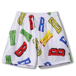 <span class=keywords><strong>Pantaloncini</strong></span> da uomo 2026 di tendenza, personalizzati, taglie forti, vintage, ecologici, in rete tinta unita, con stampa <span class=keywords><strong>bandana</strong></span>, per basket giovanile, lunghezza interno gamba 5 pollici - Product Image 1